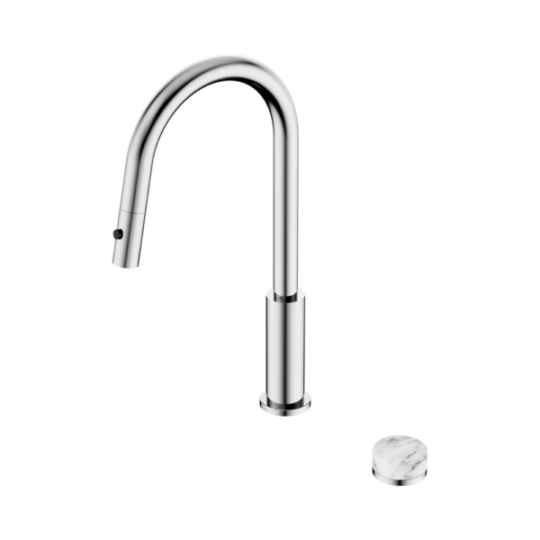 Serenity Progressive Pull Out Kitchen Set With Arabescato Corchia Handle, Finish: Chrome