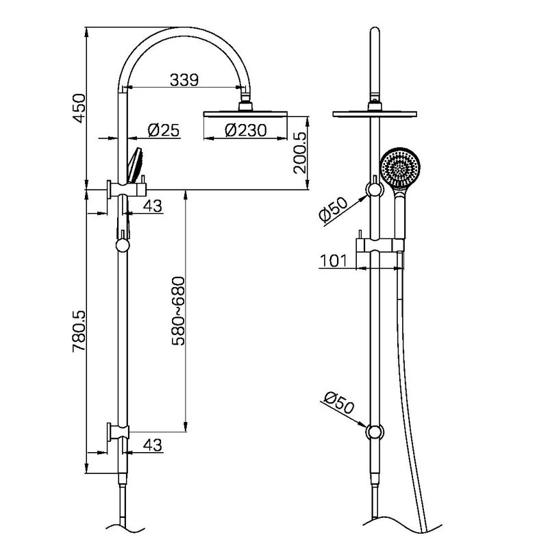 Mecca Twin Shower With Air Shower