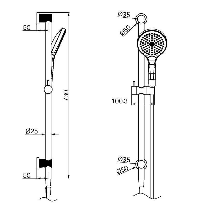 Opal Shower Rail With Air Shower II