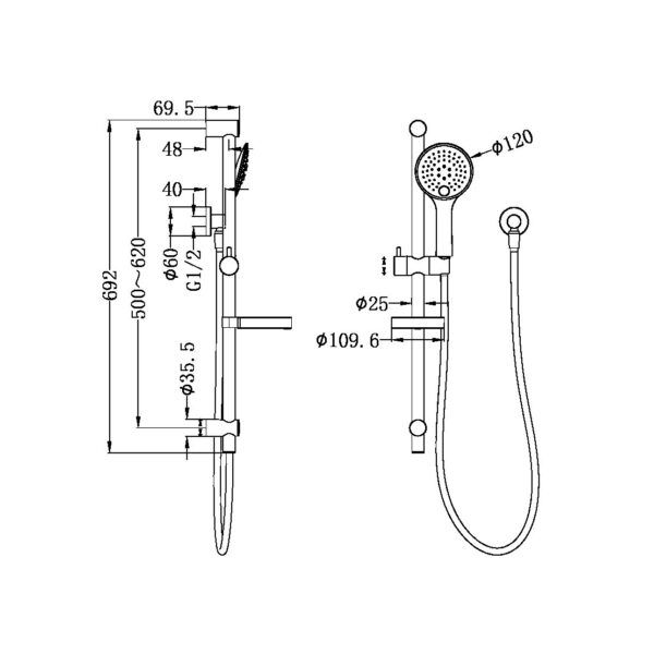 Builder Project Rail Shower - Brushed Nickel