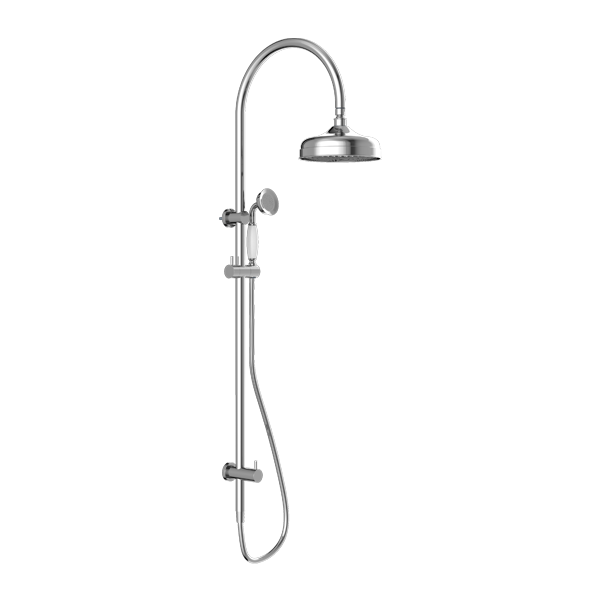 York Twin Shower, Finish: Chrome, Option: White Porcelain Hand Shower