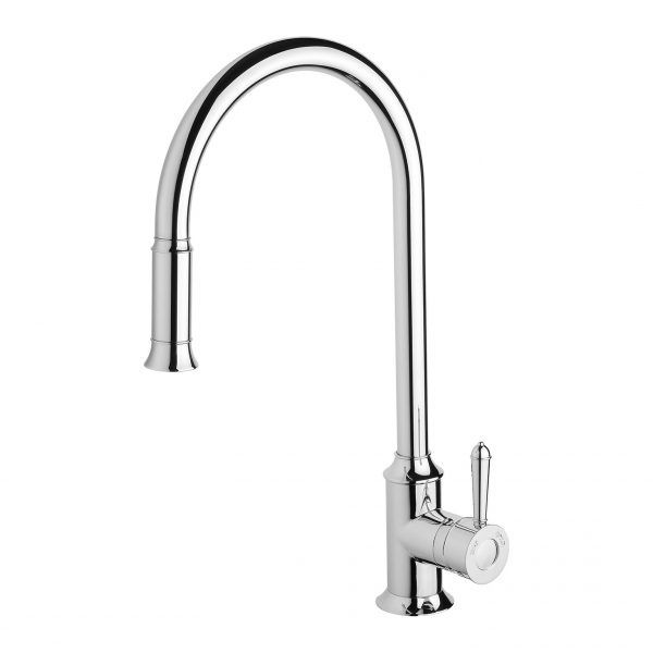 Nostalgia Pull Out Sink Mixer 230mm, Finish: Chrome