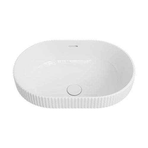 ELEANOR Oval Semi Inset Basin with Overflow, Finish: Gloss White