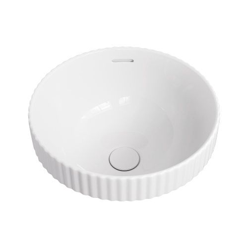 ELEANOR Round Semi Inset Basin with Overflow, Finish: Gloss White