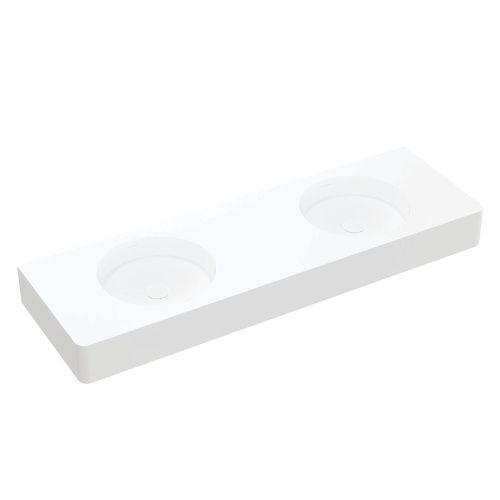ENCANTO 1400 Solid Surface Wall Hung Double Basin with Overflow, Option: No Tap Hole