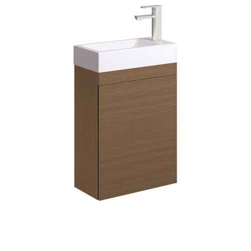 Edge 450, Colour: Walnut, Finish: Wall Hung, Top: Vitreous China Top without Overflow