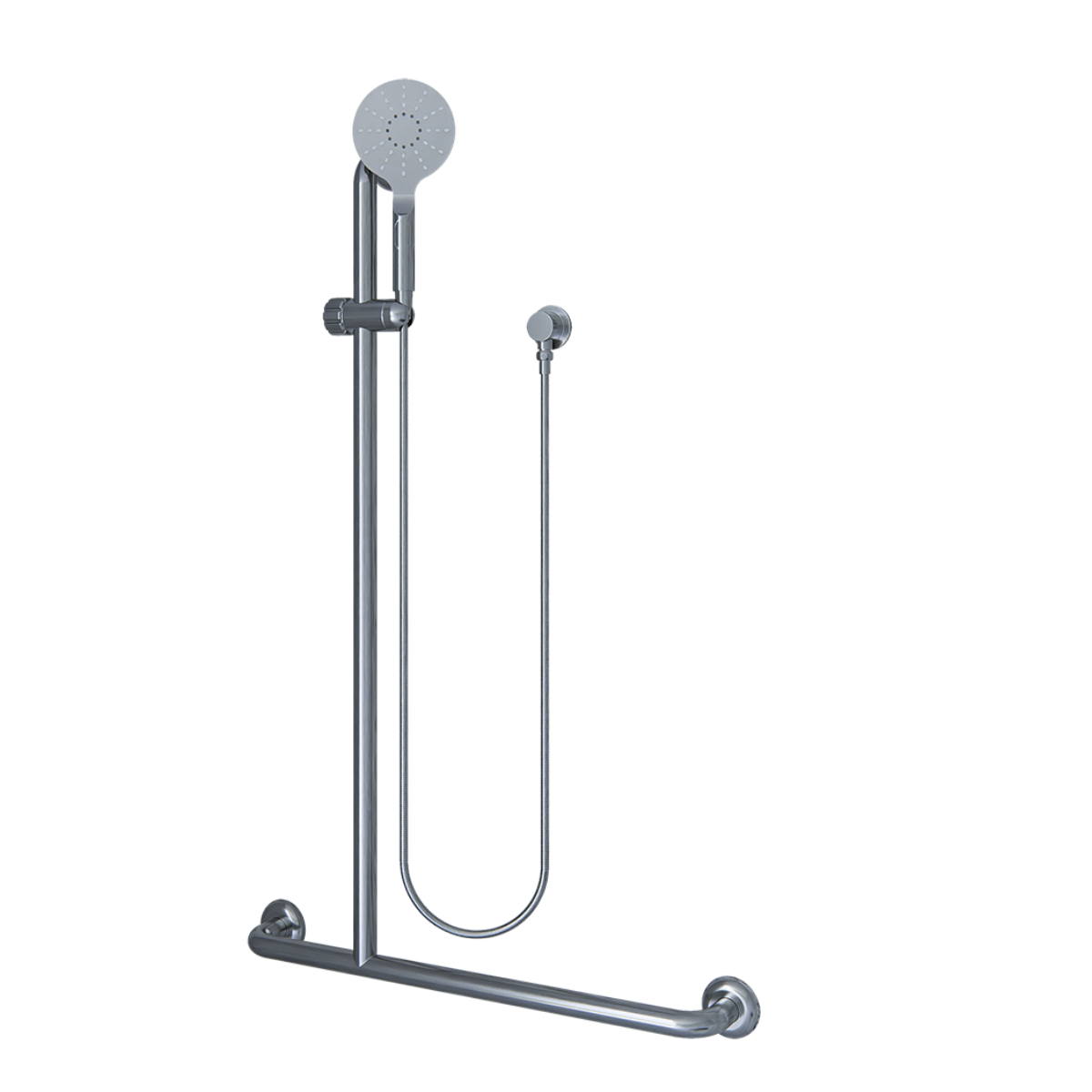 Offset Flush LH Mount Shower Grab Rail Kit, Finish: Stainless Steel