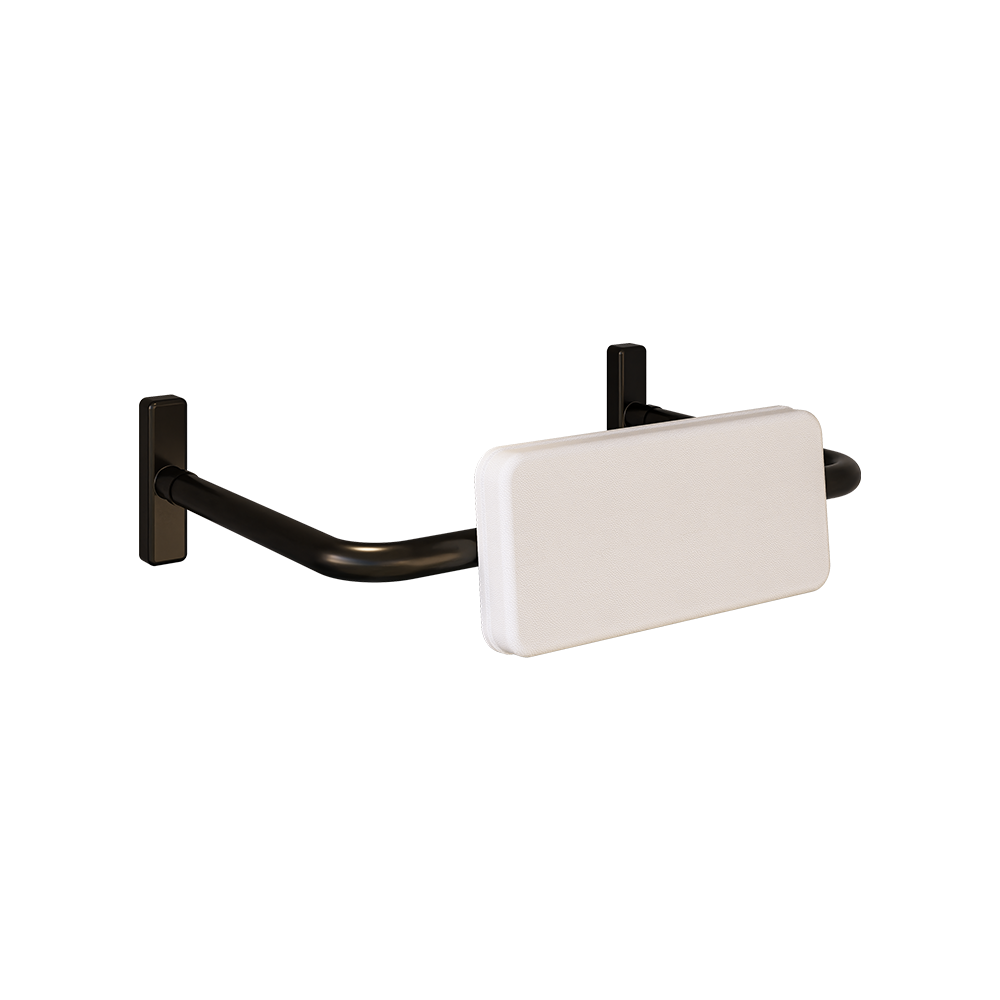 Acc Straight Toilet Backrest-Matt Black, Finish: Matte Black