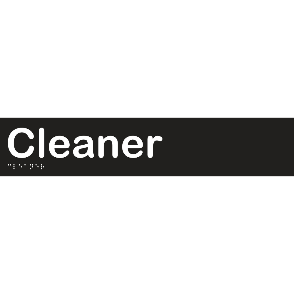 Vinyl Cleaner Sign, Finish: Black with White Infill