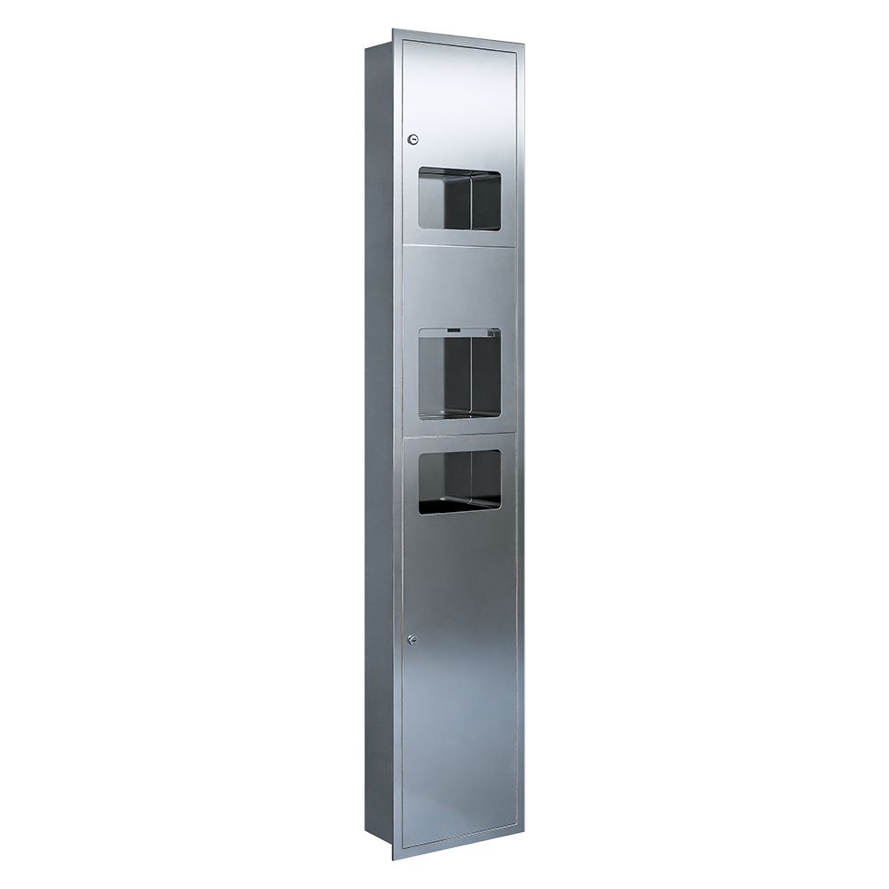 Recessed 3N1 Paper Towel Dispenser / Eco Hand Dryer &amp; Waste, Option: 20L Waste Receptacle