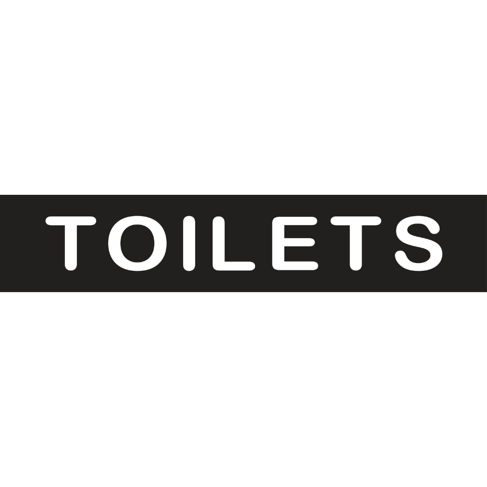 Vinyl Toilets Sign, Finish: Black with White Infill