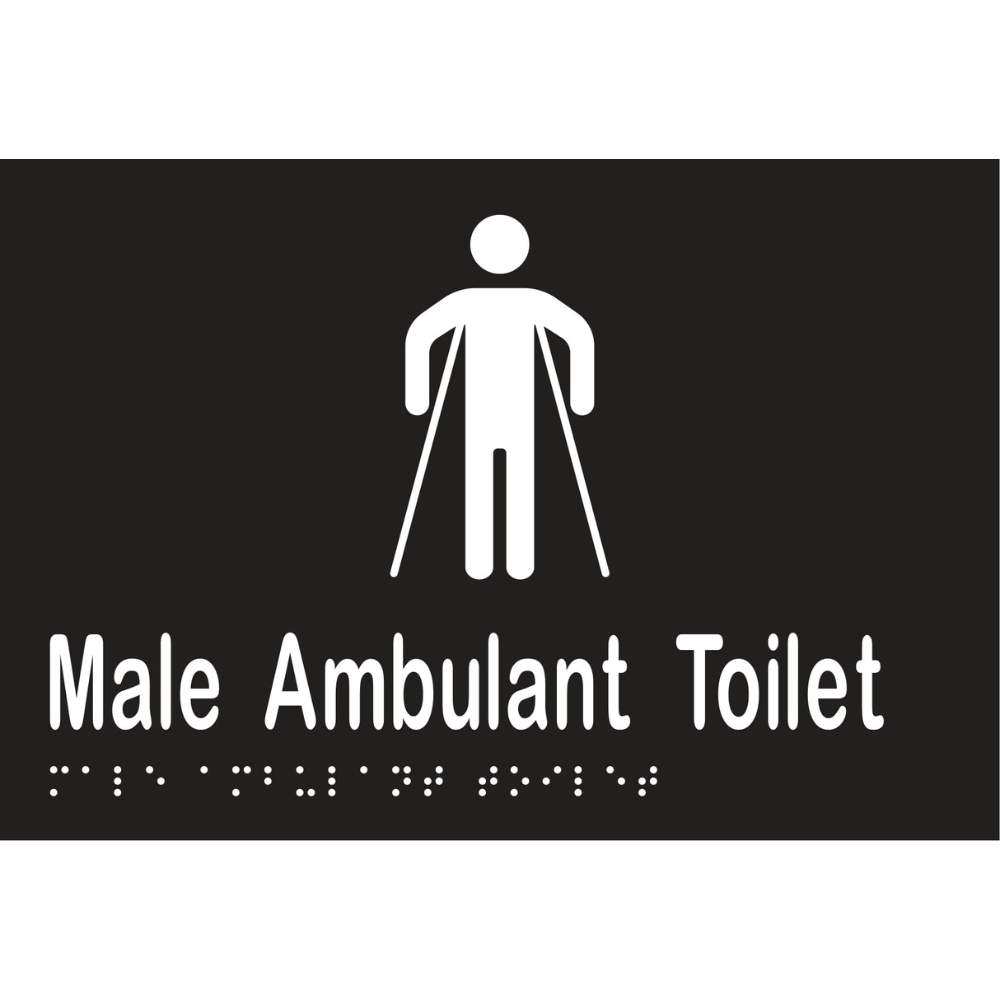 Vinyl Male Ambulant Tlt Braille Sign, Finish: Black with White Infill
