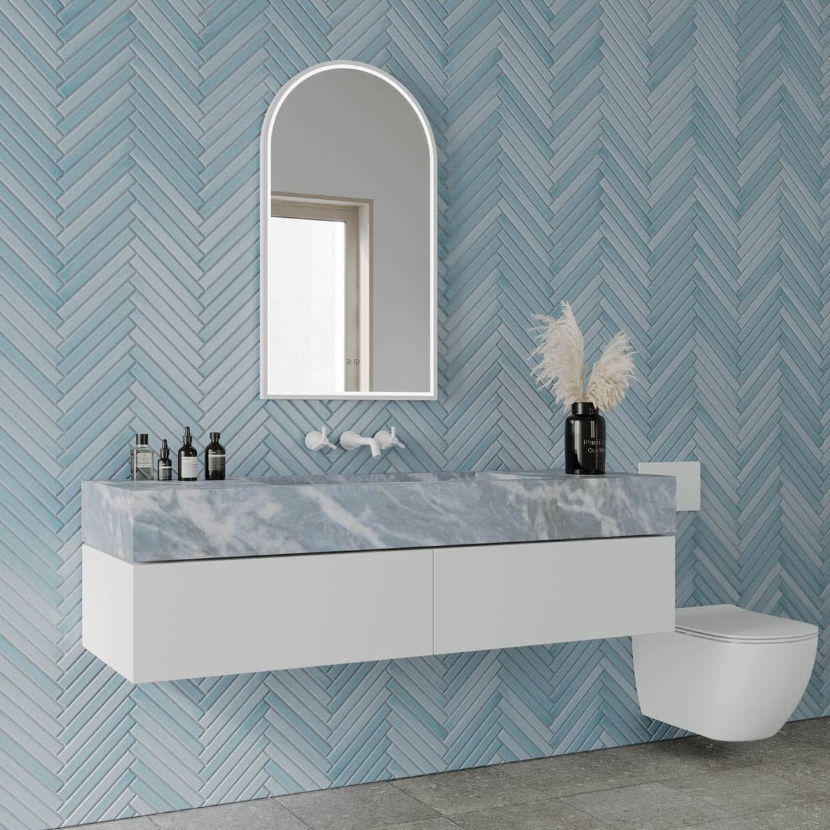 Arch LED Mirror with Demister + Portable Magnifier, Finish: Frameless