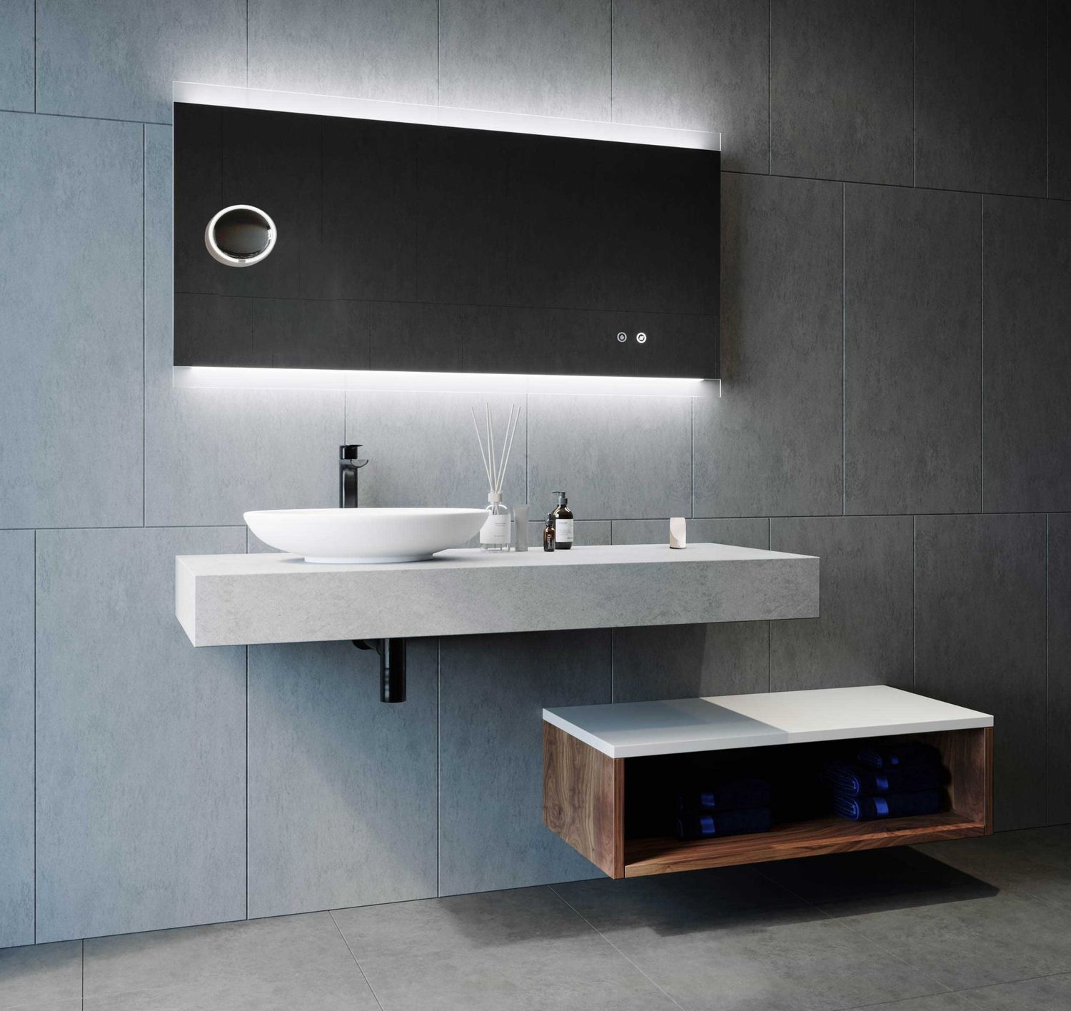Miro with Demister, Bluetooth Speakers &amp; Portable Magnifier, Size: 750mm x  900mm