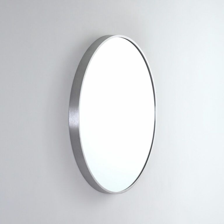 Modern Round Mirror with Portable Magnifier, Finish: Manhattan Black, Size: 610mm x 610mm