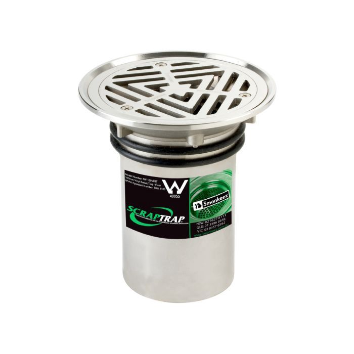 Round Vinyl Floor Waste With Vinyl Clamp, Fixed Strainer And Removable Basket, Finish: 304 Grade SS, Option: Suits 100mm Pipe, Size: 150mm