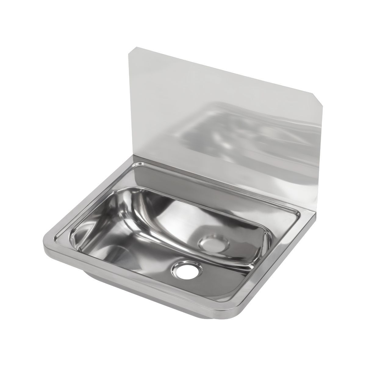 Wall Mounted Hand Basin with Splashback, Option: No Tap Holes