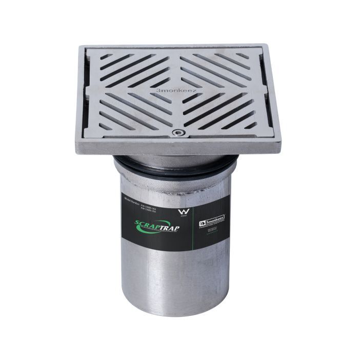 Square Floor Waste With Fixed Strainer And Removable Basket, Finish: 304 Grade SS, Option: Suits 100mm Pipe, Size: 150mm