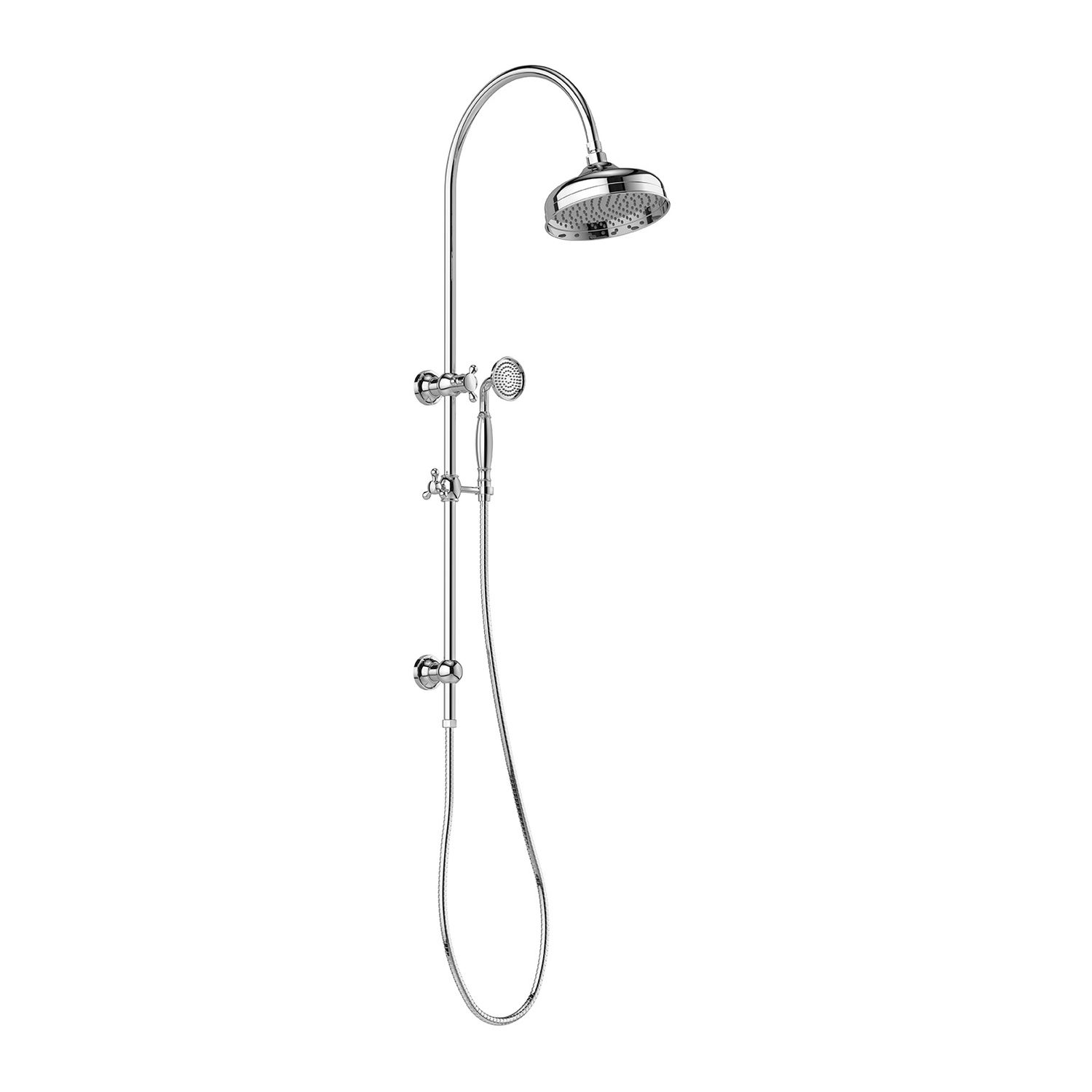 Cromford Twin Shower 210mm Rose, Colour: Chrome