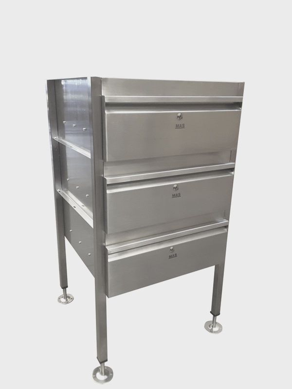 3 Stack drawer with locks, Option: With Locks - Different Keys