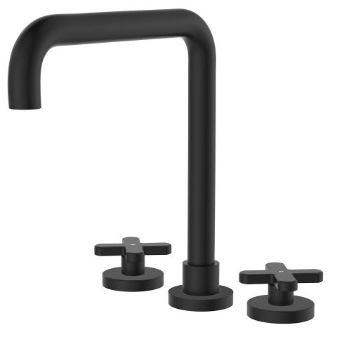 Kaya Cross Taps Squareline Hob Set, Finish: Matte Black