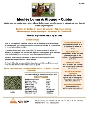 MOULÉE LAMA &amp; ALPAGA - CUBÉE Soucy 25 kg