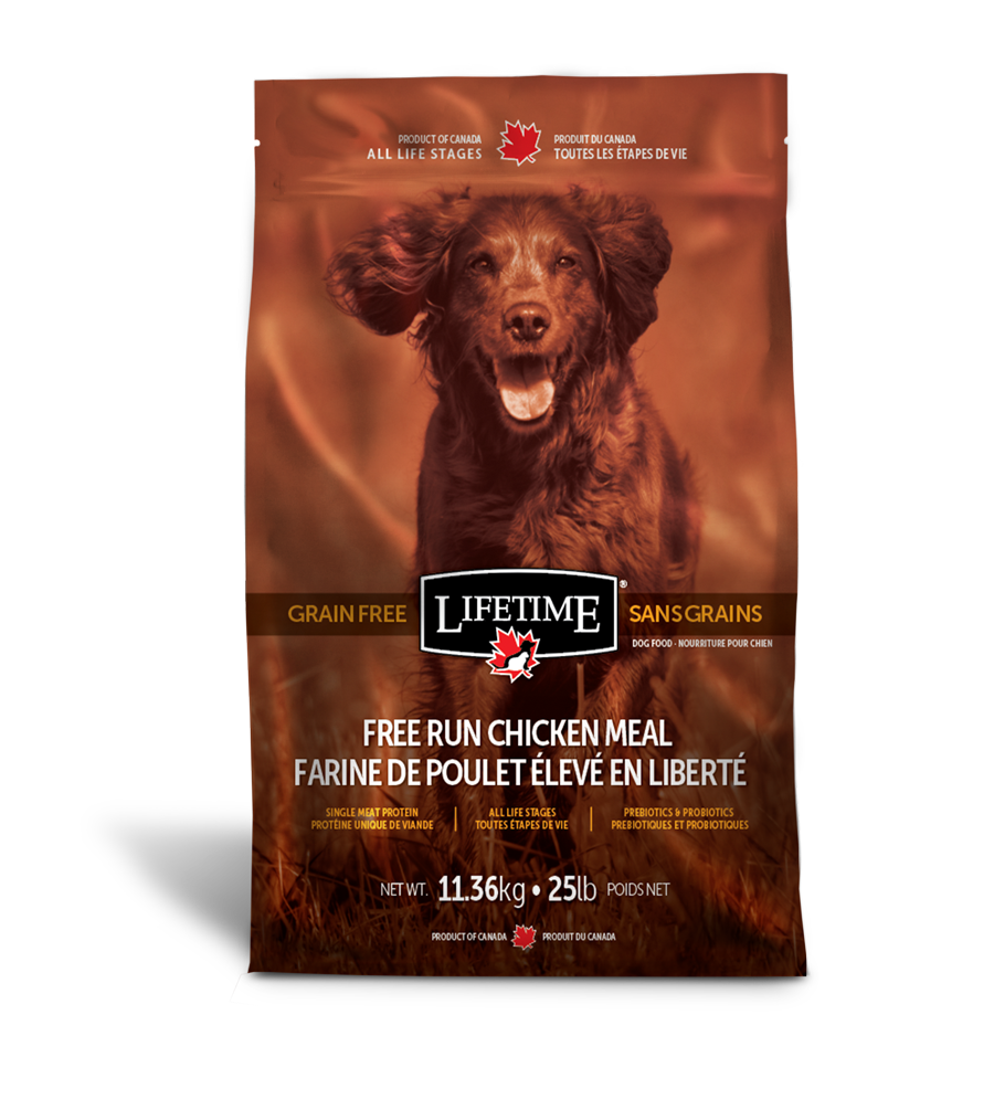LIFETIME Nourriture sèche – Formule Toute étape de vie Poulet sans grains pour chien 11.4kg