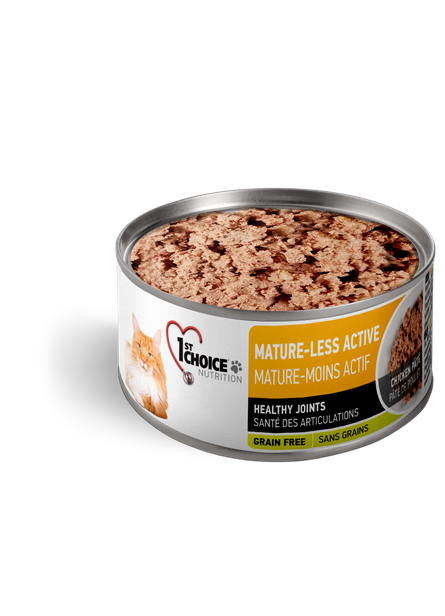 1ST CHOICE – Nourriture en conserve en pâté Mature – moins actif pour chat 156g