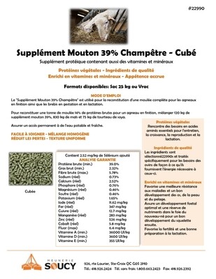 SUPPLÉMENT MOUTON 39% - CUBÉ 25 kg