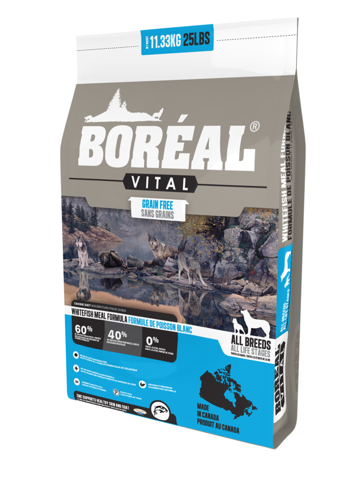 BORÉAL Nourriture sèche – Formule Vital Toute étape de vie Poisson Blanc Sans grains pour chien