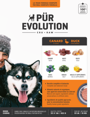 PUR EVOLUTION Nourriture crues – Canard et Baies pour chien