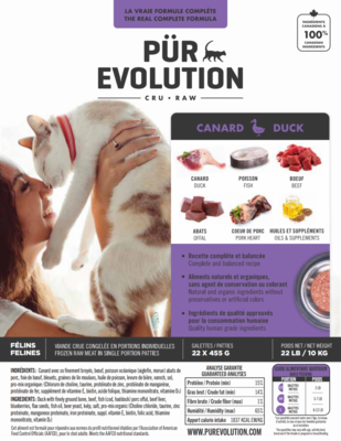 PUR EVOLUTION Nourriture crues – Canard pour chat