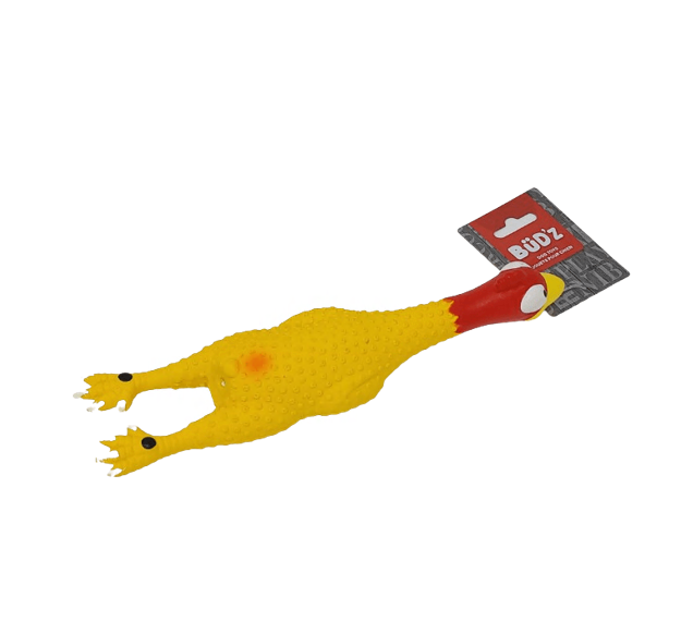 BUD’Z – Jouet poulet jaune en latex pour chien