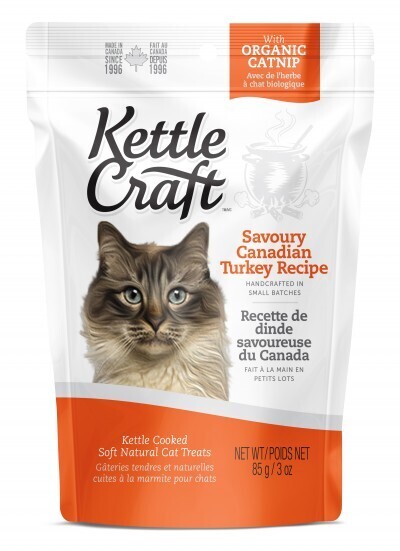 KETTLE CRAFT – Gâteries tendres naturelles Dinde et Herbe à chat 85gr