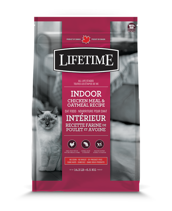 LIFETIME Nourriture sèche – Formule Intérieur Poulet et Avoine pour chat