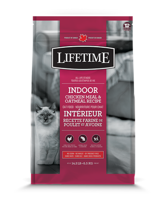LIFETIME Nourriture sèche – Formule Intérieur Poulet et Avoine pour chat