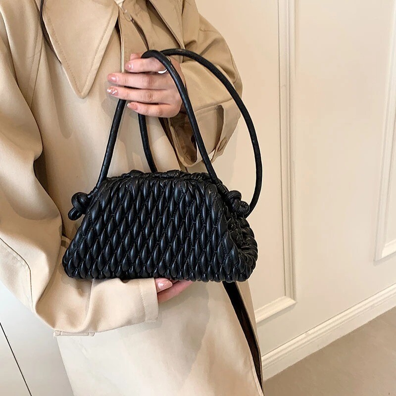 Embroidered Shoulder Clutch Bag, Colors: Black