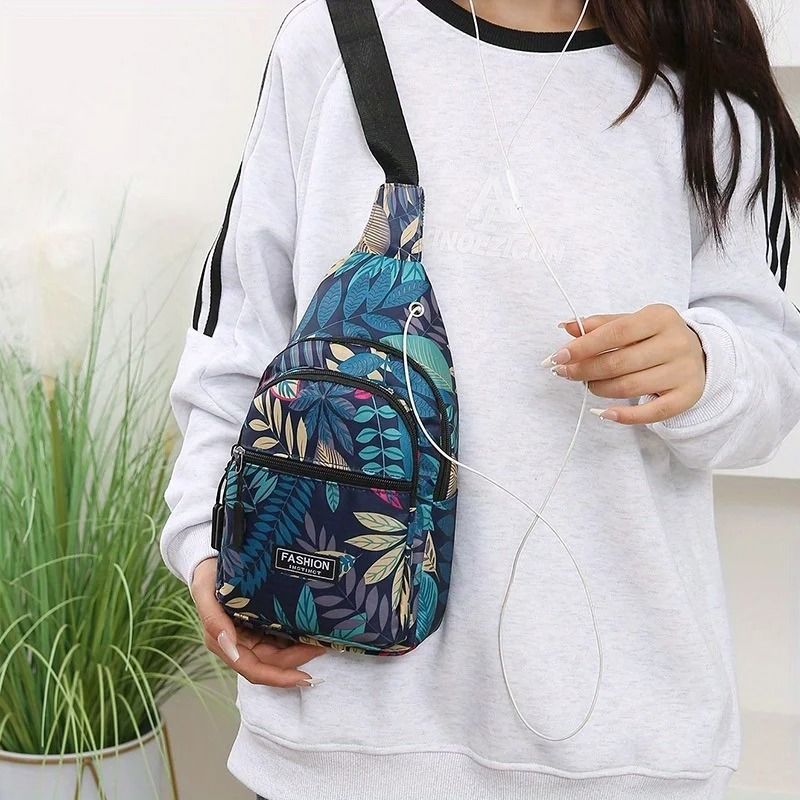 Colorful Floral Leaves Sling Backpack