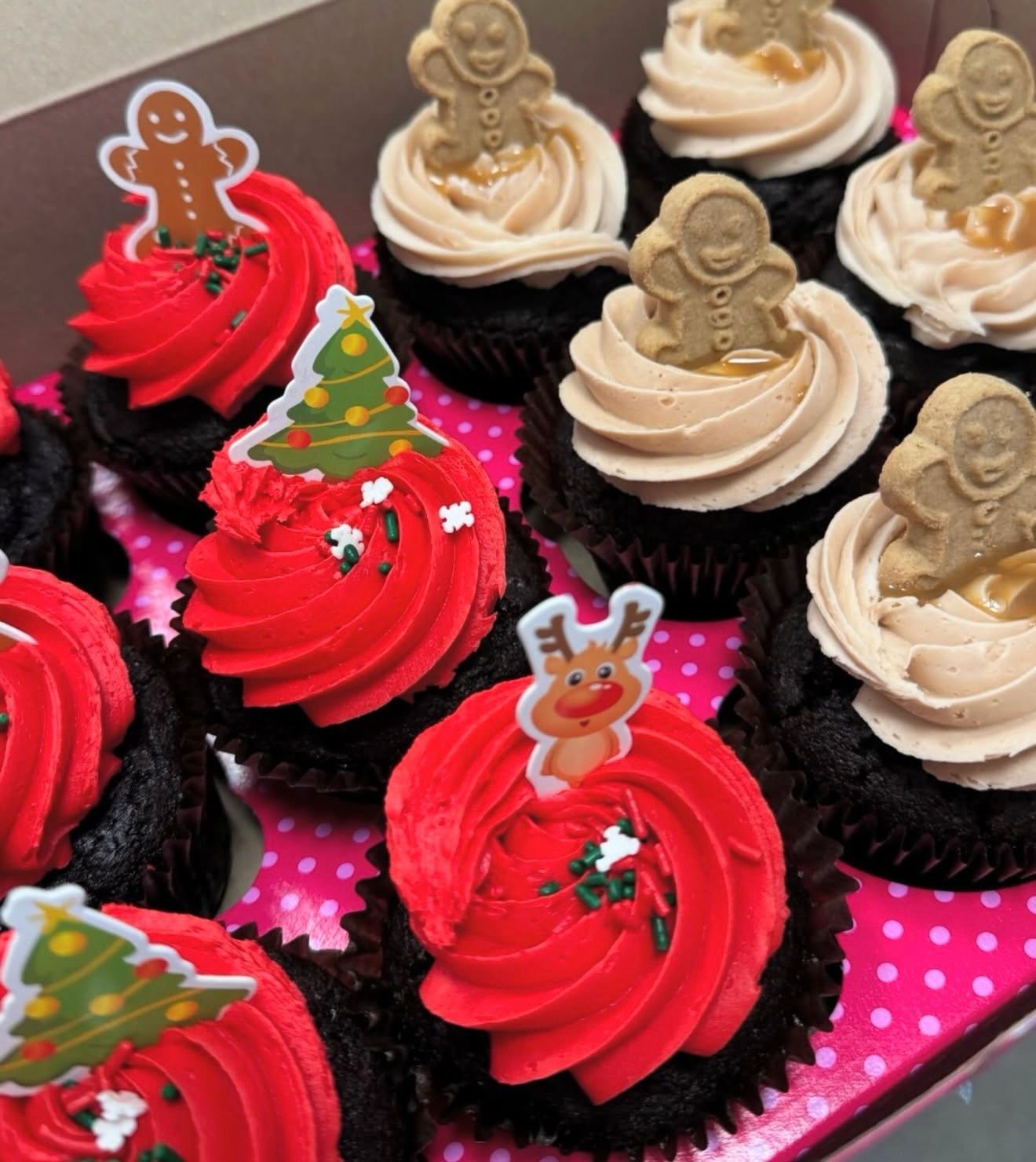 1 Dozen Large Size CHRISTMAS themed Cupcakes Variety Flavors 1 Dozen Large Size CHRISTMAS themed Cupcakes Variety Flavors