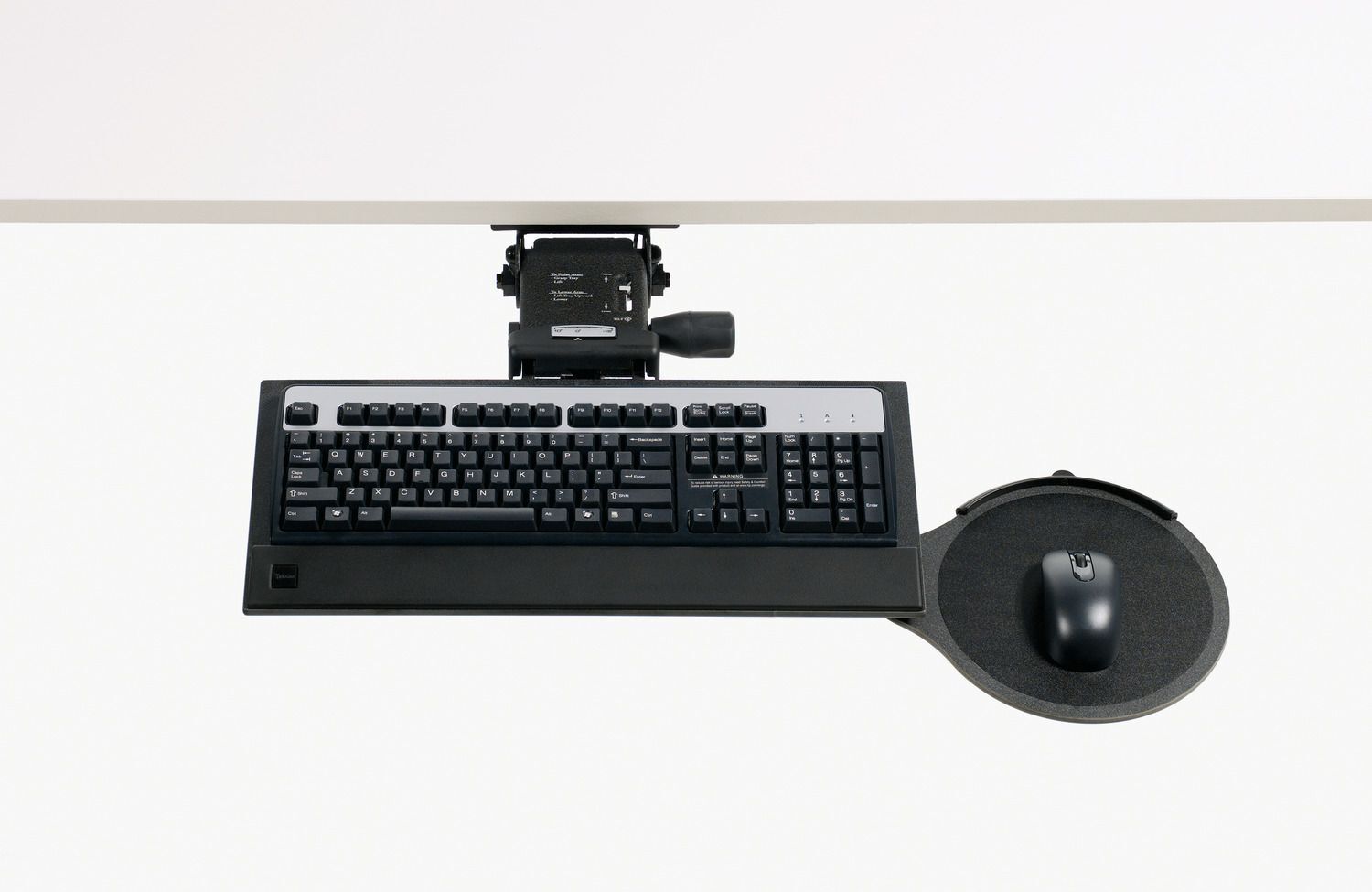 Tiers T3 – small phenolic keyboard tray with sit/stand arm -