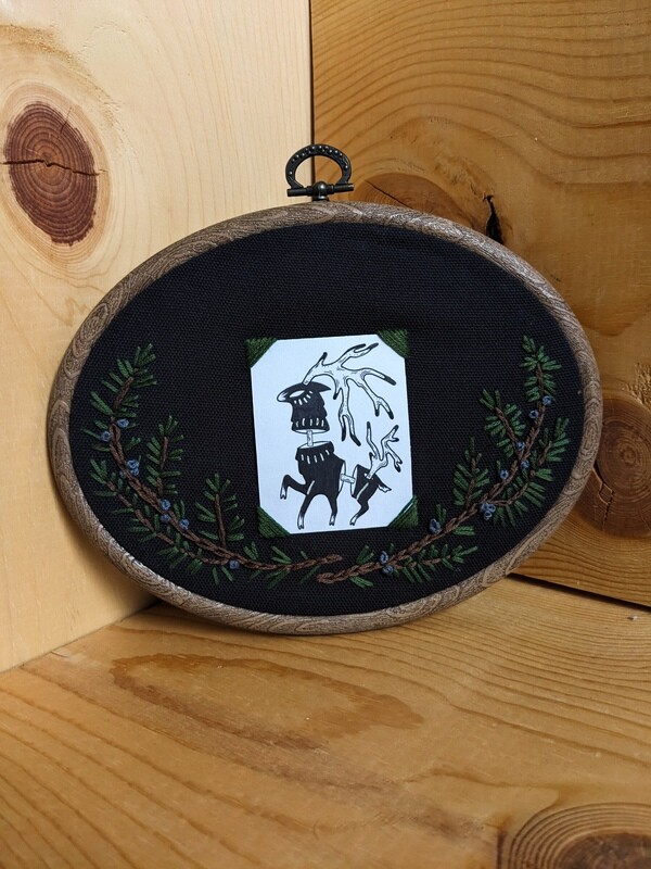 Weird Deer- Embroidery Hoop