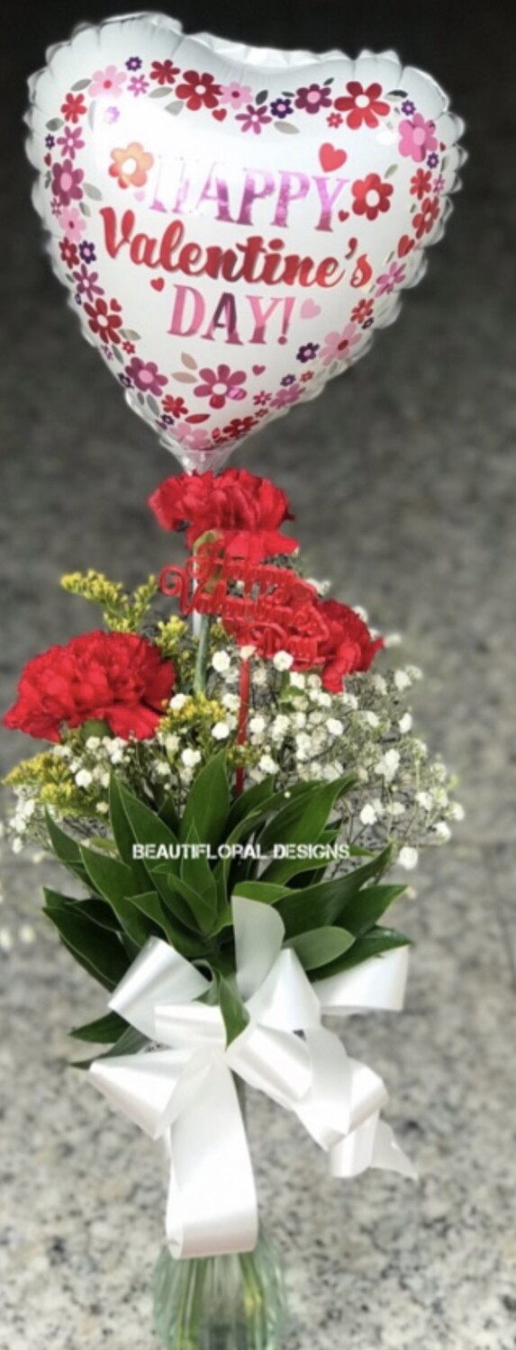Valentine’s Carnation vase arrangement