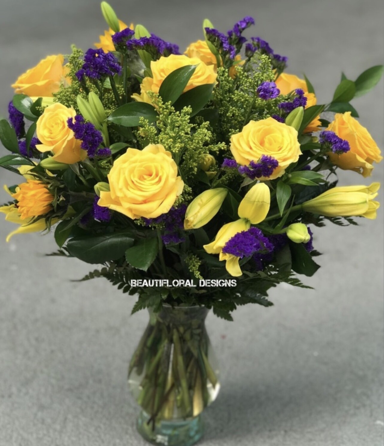 Rose &amp; lily vase arrangement