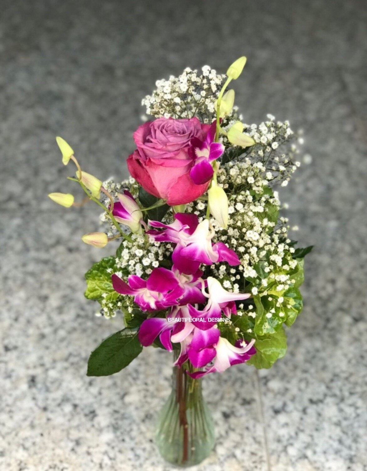 Orchid &amp; rose vase