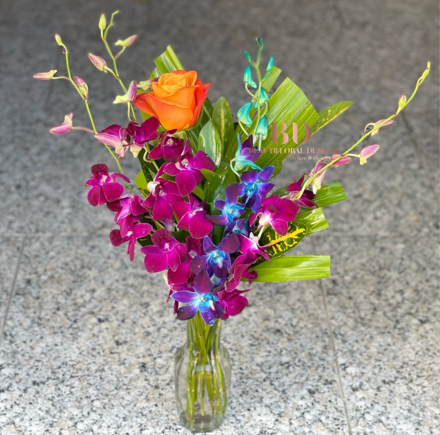 Orchid &amp; rose arrangement