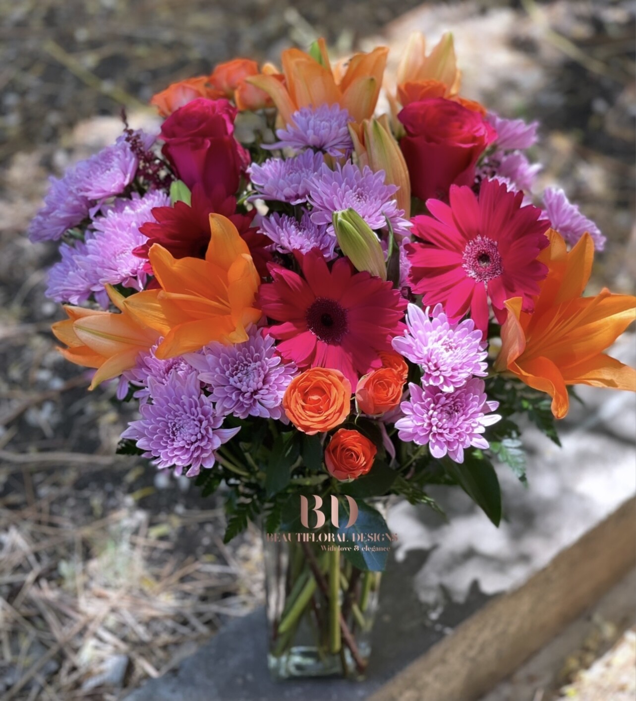 Vibrant vase arrangement