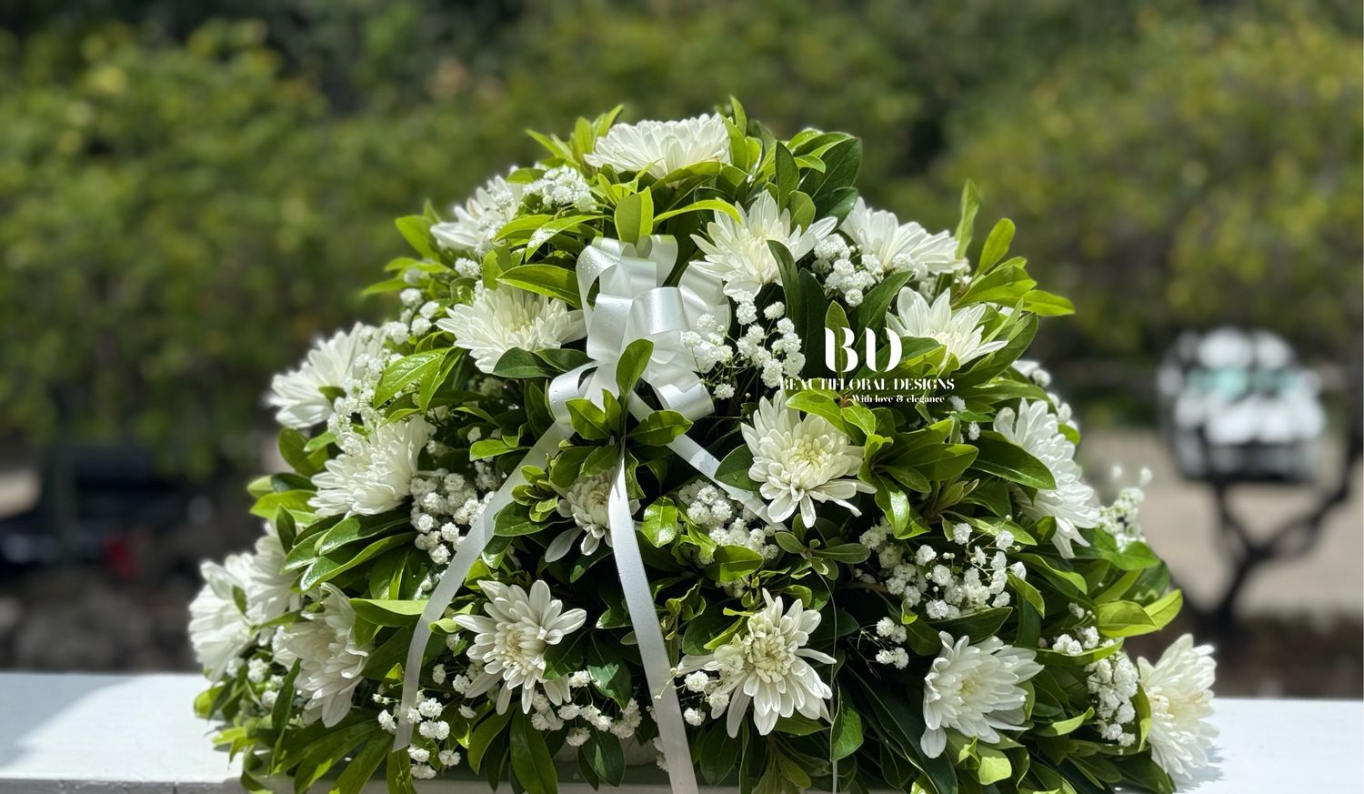 All white funeral spray-small