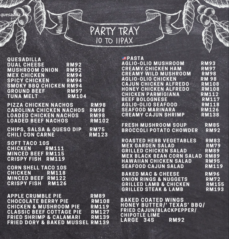 Party Tray Menu