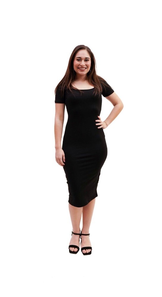 Cassidy Casual Midi Dress, Color: Black, Size: S