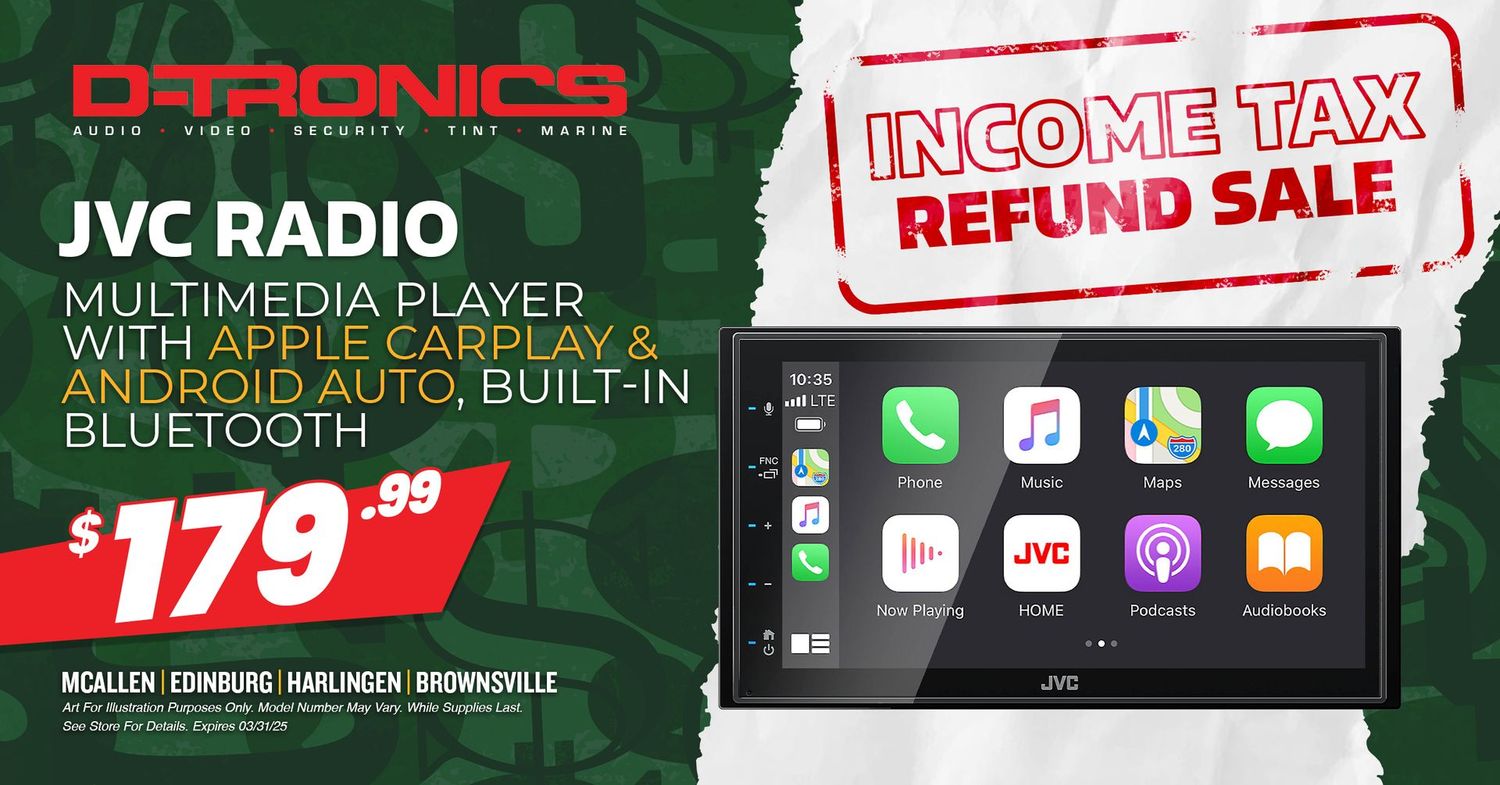 JVC RADIO - MULTIMEDIA PLAYER WITH APPLE CARPLAY & ANDROID AUTO, BUILT-IN BLUETOOTH